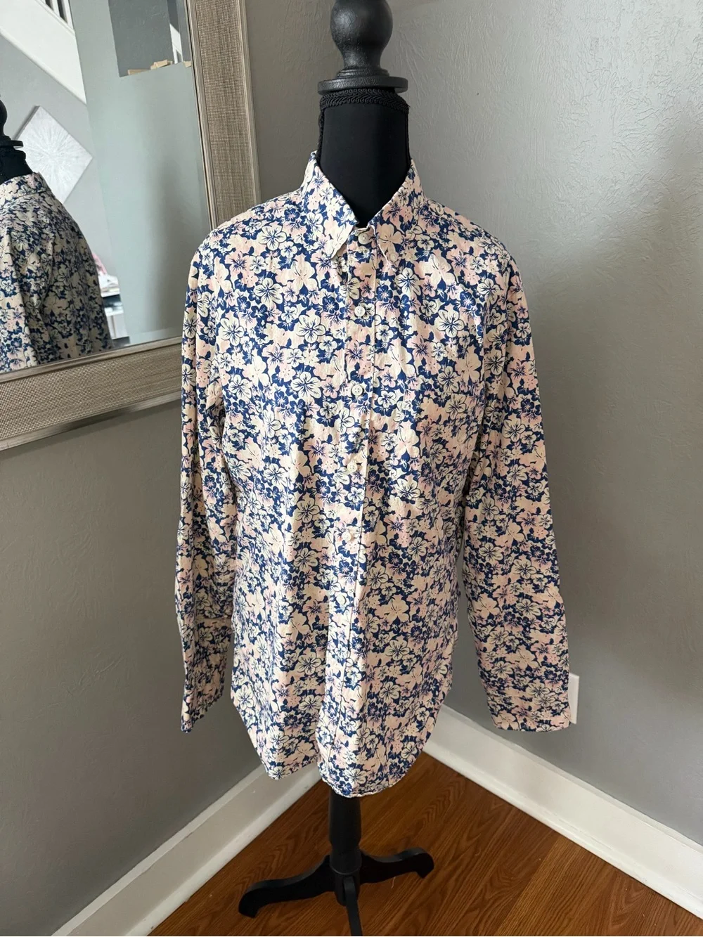 J. Crew Secret Wash Stretch Organic Cotton Floral Poplin Preppy Slim Fit Small